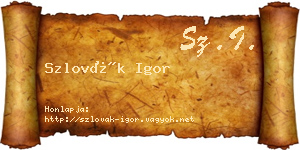 Szlovák Igor névjegykártya