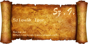 Szlovák Igor névjegykártya